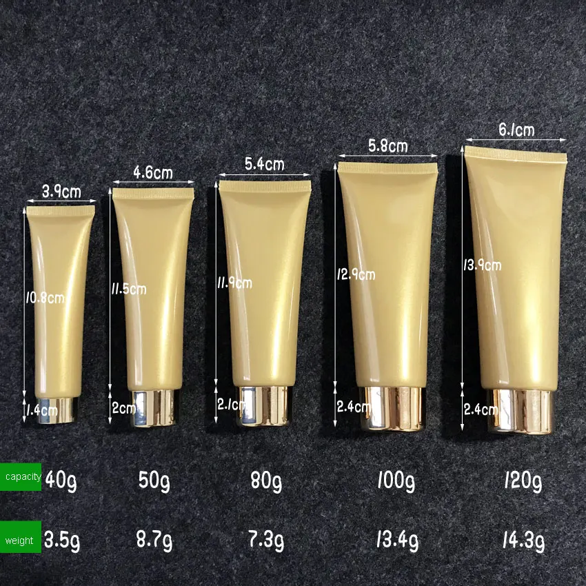 

300pcs 40/50/80/100/120ml/g Empty Gold Eye Cream Storage Tube, Cosmetic Soft Hose Containers,Squeeze Skin Care Cream Soft Tube