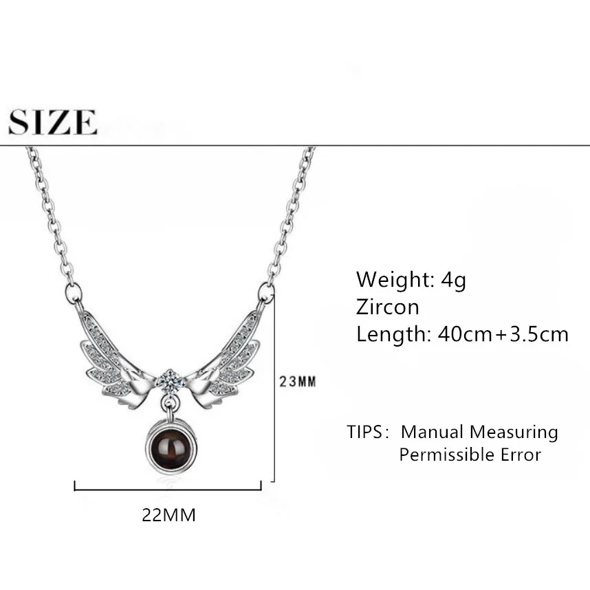 

Exquisite Zircon Angel Wings Pendants Necklaces For Women Trend Short Clavicle Chain 925 Sterling Silver Jewelry SAN97