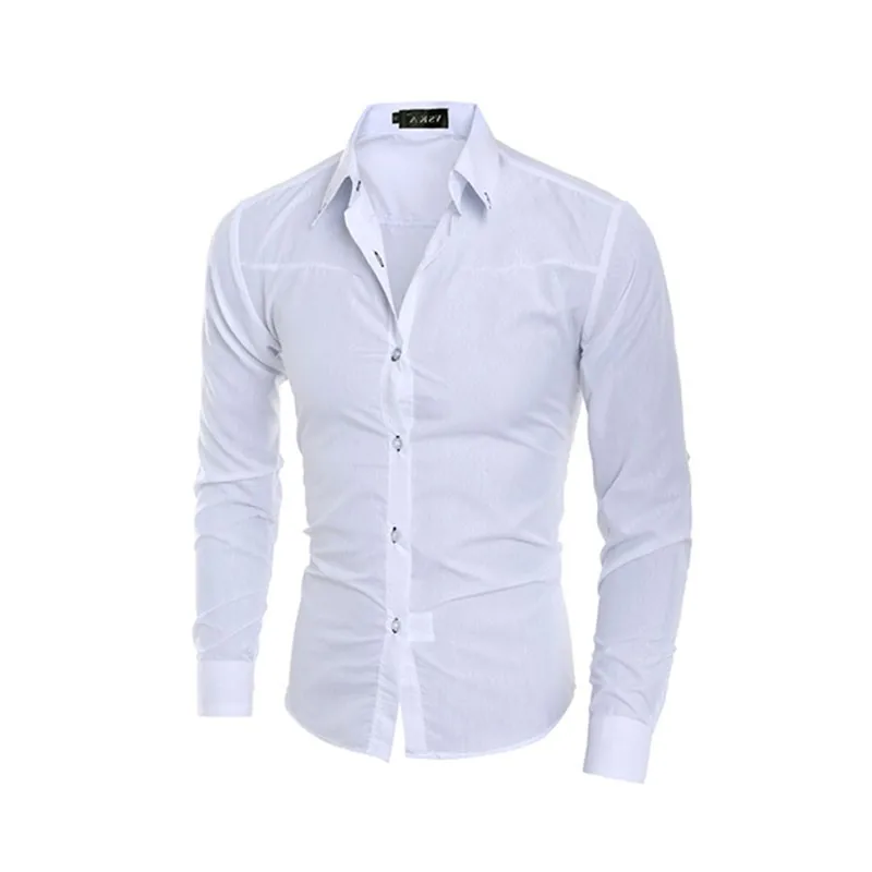Модные мужские Роскошные повседневные рубашки Slim Fit рубашки с длинным рукавом на пуговицах Топы