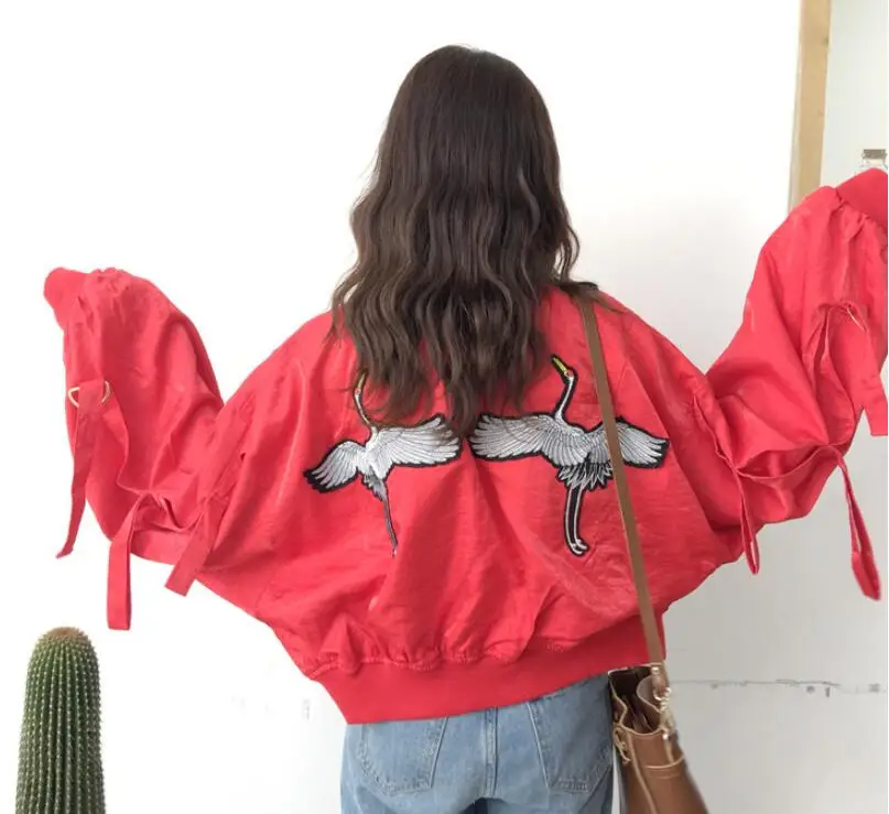 

Spring and Autumn New Back Embroidered Crane Jacket
