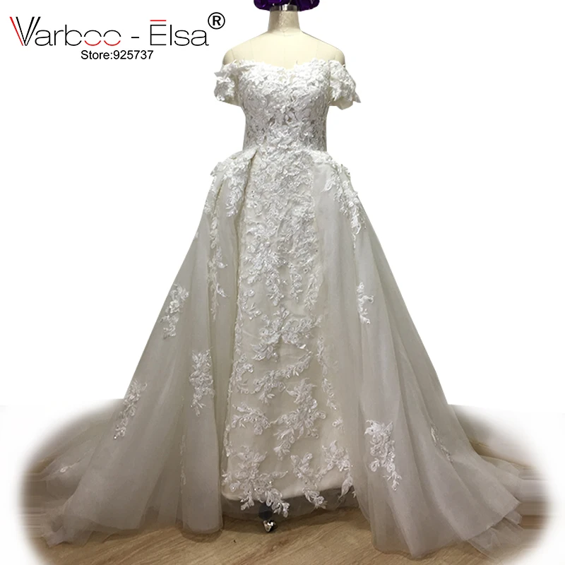 

VARBOO_ELSA Sweetheart Off Shoulder Evening Dresses White Tulle 2018 New Custom vestido de festa Lace Appliques Long Prom Dress