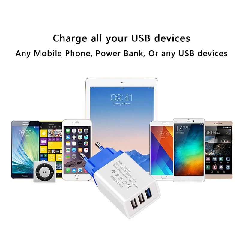 AnkinPro 3 порта USB зарядное устройство 5 В/2.1A Быстрая зарядка для XiaoMi iPhone samsung