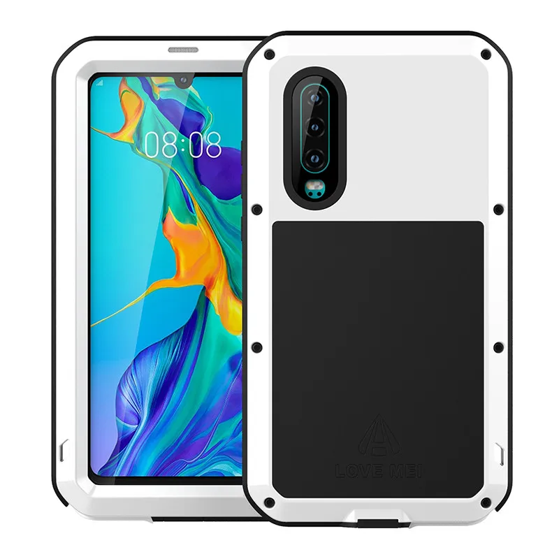 white Водонепроницаемый сверхпрочный защитный чехол для huawei P30 Pro противоударный металлический защитный чехол для huawei P30Pro чехол с - Цвет: white