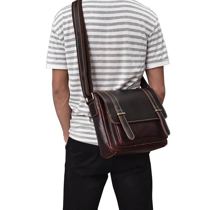 Подлинный винтажный из бычьей кожи мужские сумки через плечо wo масляные восковые