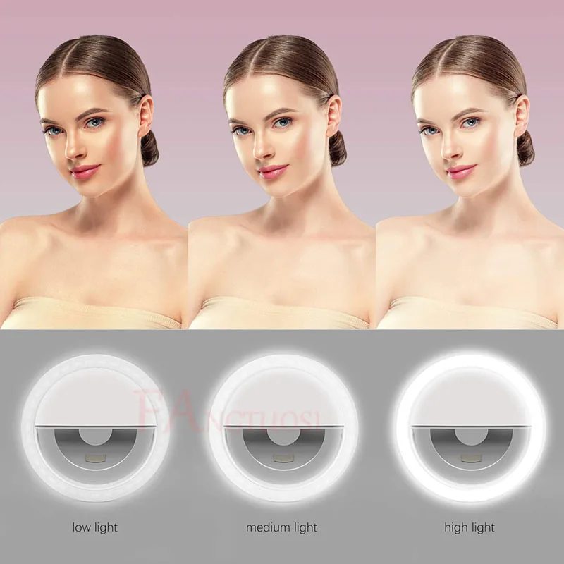 FANGTUOSI New USB Charge Selfie Flash Portable Led Ring Light Night Enhancing Photography Smartphone selfie ring light Clip
