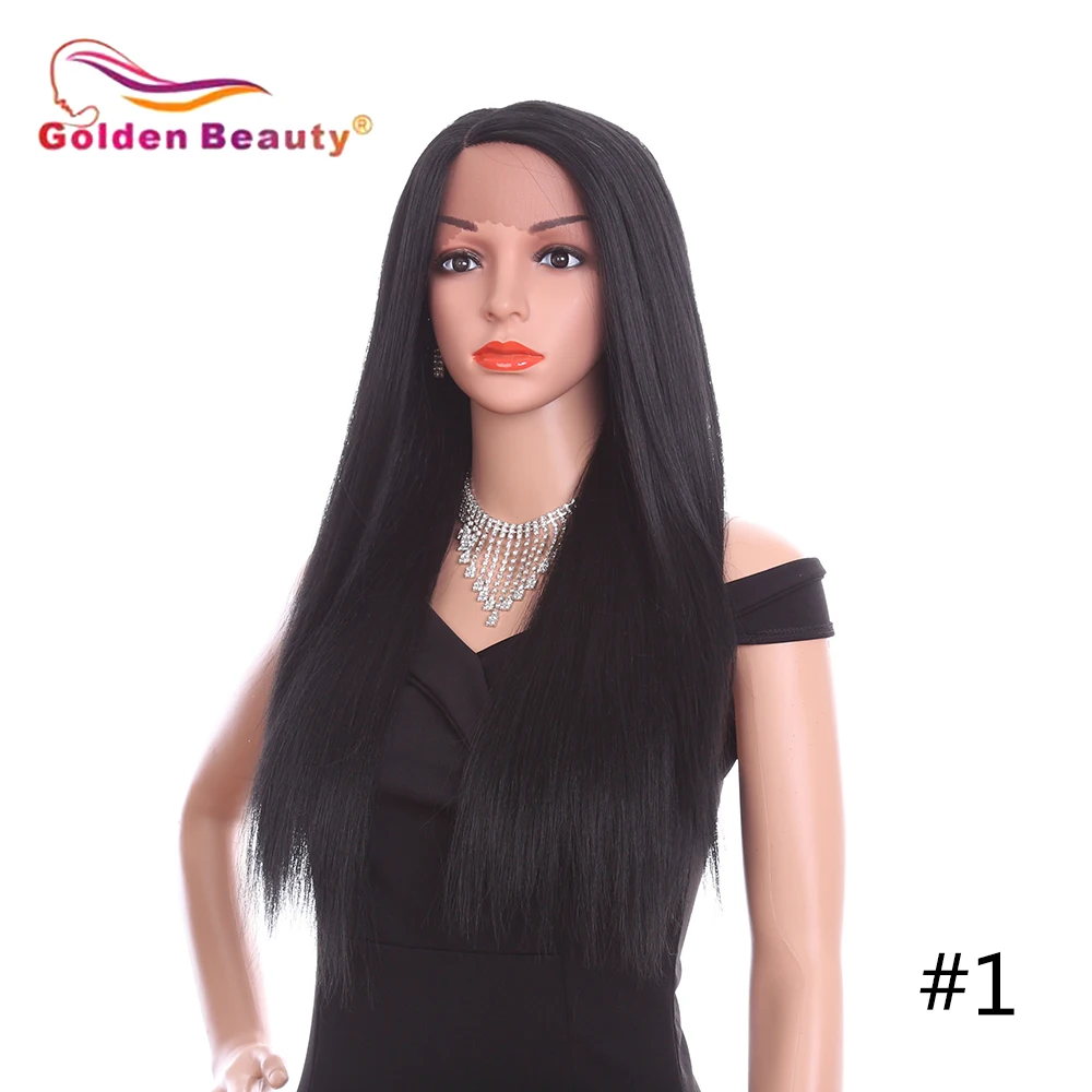 Ombre Glueless парики на кружеве 2 тона цвет боковая часть длинные Натуральные Прямые теплообменные синтетические волосы золотой красоты