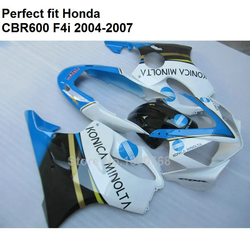 100% подходит инъекции Обтекатели для Honda CBR600 F4i 04 05 06 07 Белый черный комплект синих