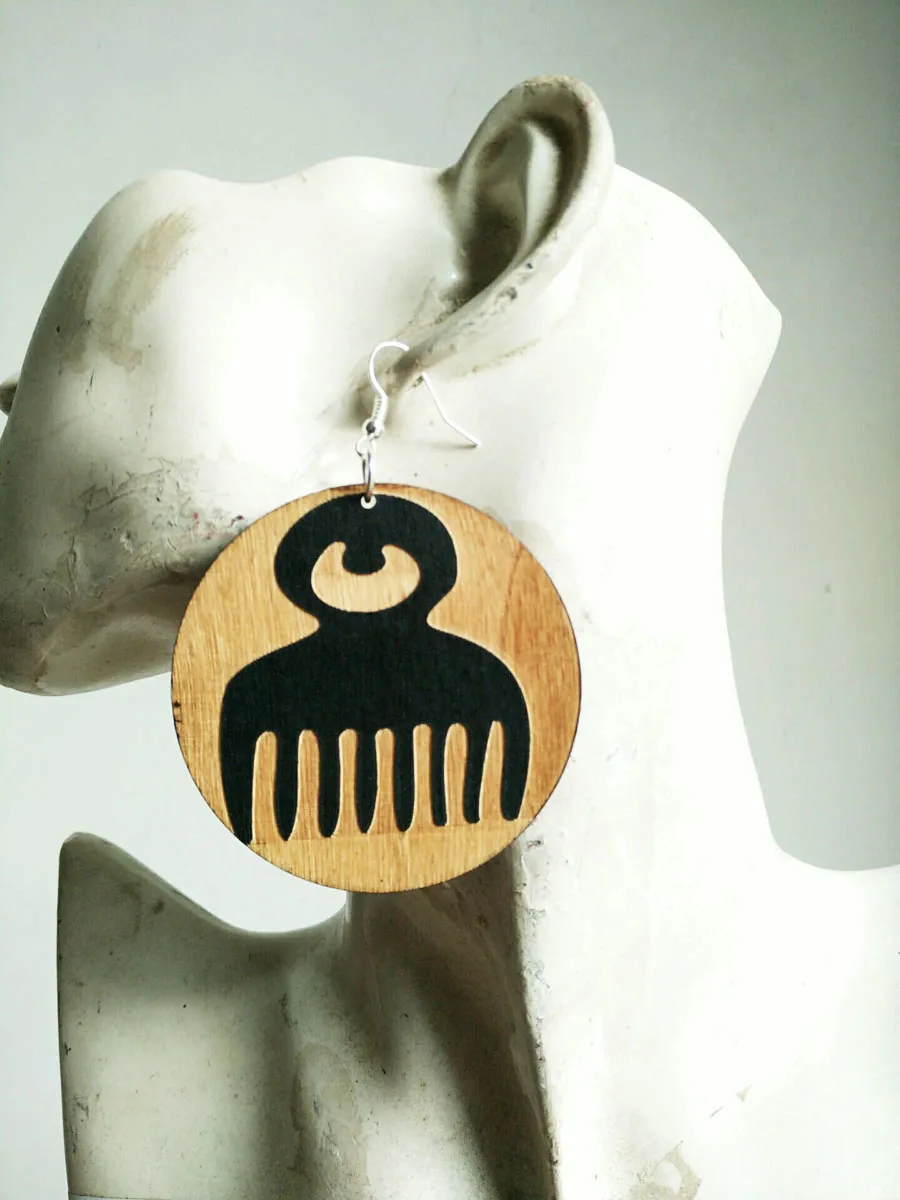 Женские деревянные серьги Adinkra Duafe новые ювелирные изделия черного цвета с