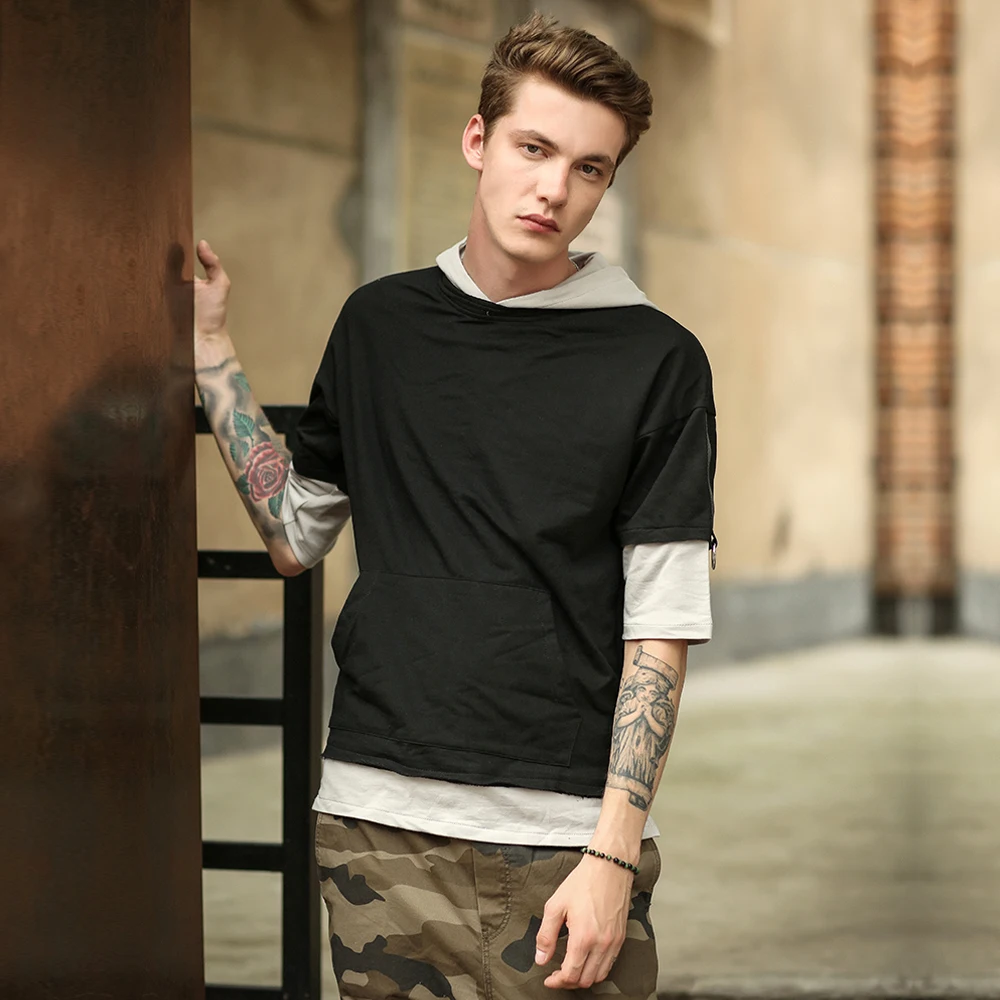 2018 Новый лето-осень Для мужчин среднего рукавом Футболка Модные Повседневное