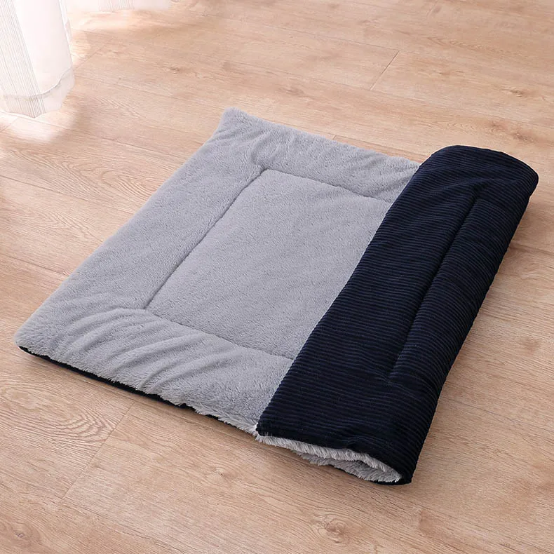 Navy corduroy Мягкая кровать собаки сиденье автомобиля коврик клетка матрас для небольших для средних и больших собак одеяло для щенка теплые напольный коврик со съемным моющимся чехлом собака подушка для шезлонга - Цвет: Navy corduroy