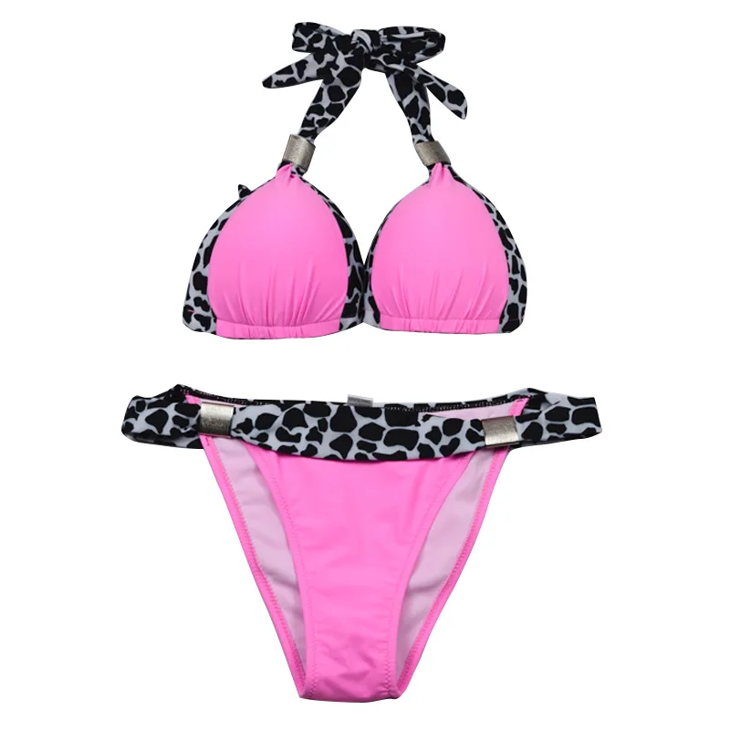 Новинка модная одежда два комплекта однотонных бикини купальник с жесткой