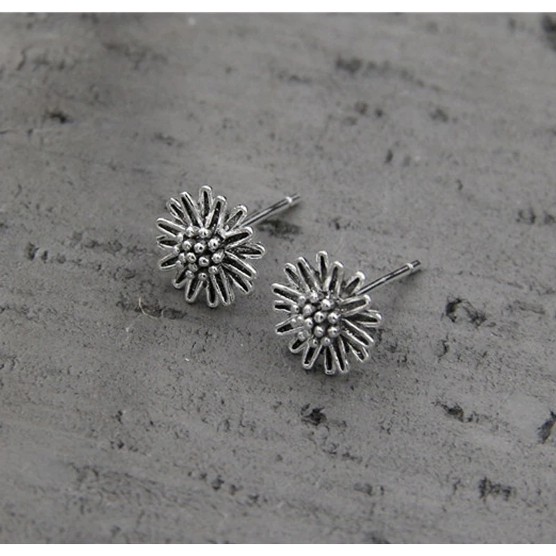 Милые Винтажные серьги гвоздики в виде маргариток из стерлингового серебра 925
