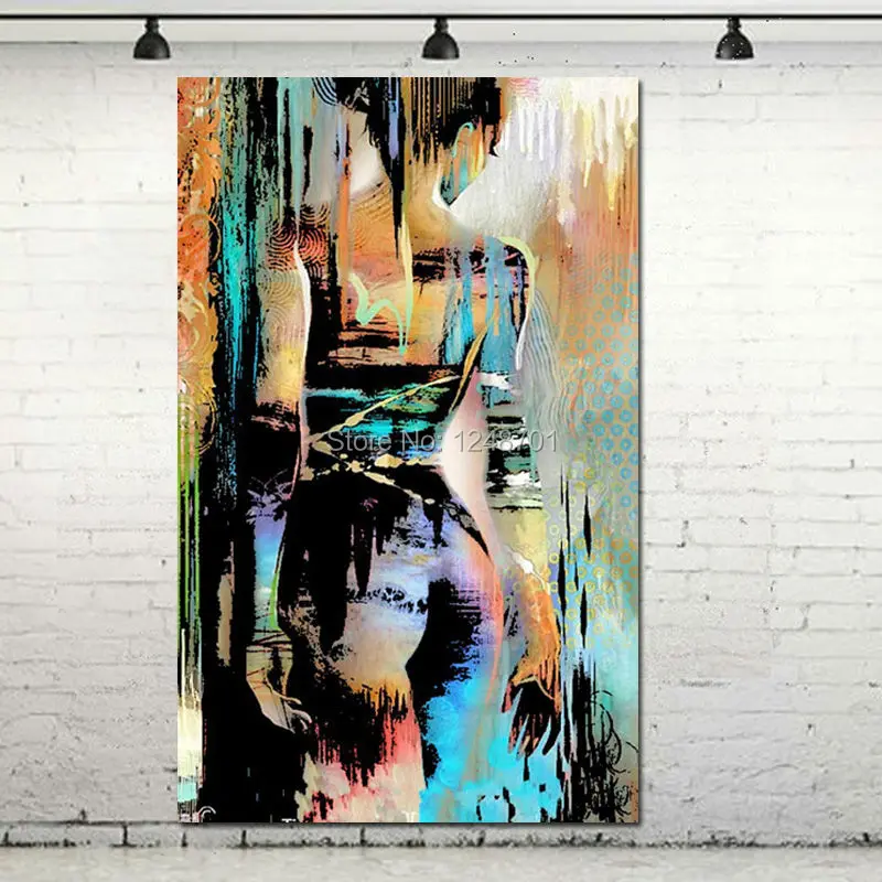 Ручная роспись холст Современная Абстрактная Обнаженная девушка задняя картина