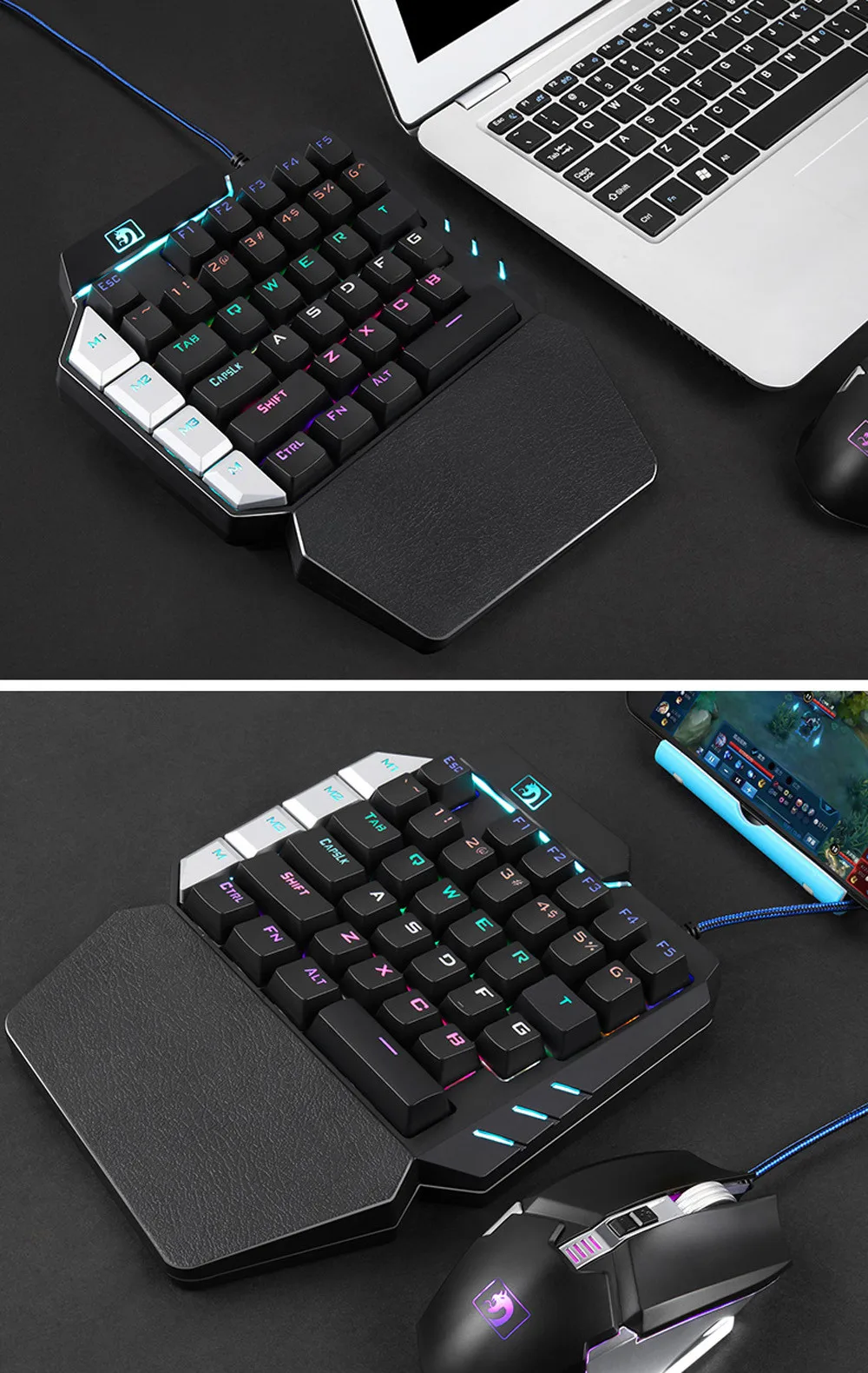 Механическая игровая мини клавиатура с 38 клавишами проводная USB для PUBG Gamer