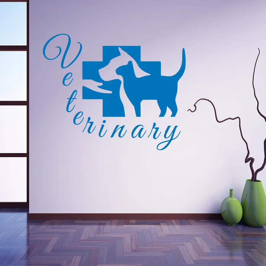 Grooming Salon Wall Decal Pet Veterinary Services Vinyl Dog Cat Hospital Shop Removable Stickers Clinic Design SYY565 | Дом и сад