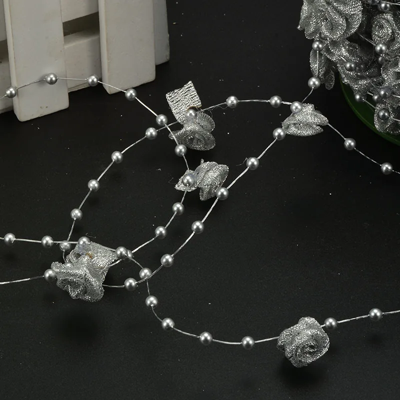 10 метров/рулон 4 мм искусственные жемчужные бусины цепочка 2 см атласная лента