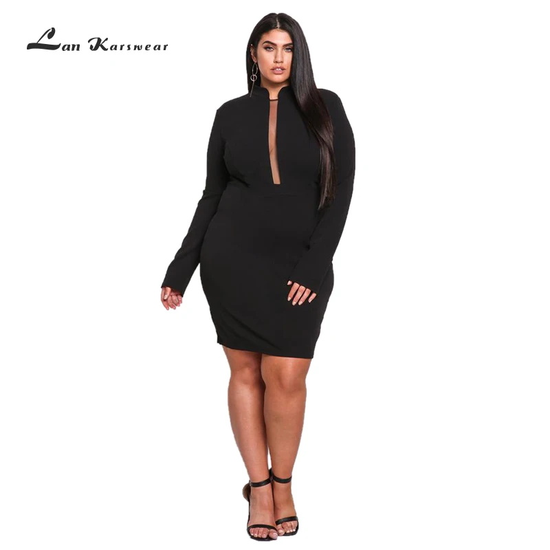 Женское платье с длинным рукавом большие размеры осень 2019 | Женская одежда