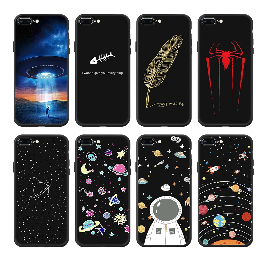 

Planet Space Love Heart Pattern Housing Couqe For iphone X XS Max 7 8 6 6S Plus XR Cute Cartoon Soft Phone Case Matte Back Cover
