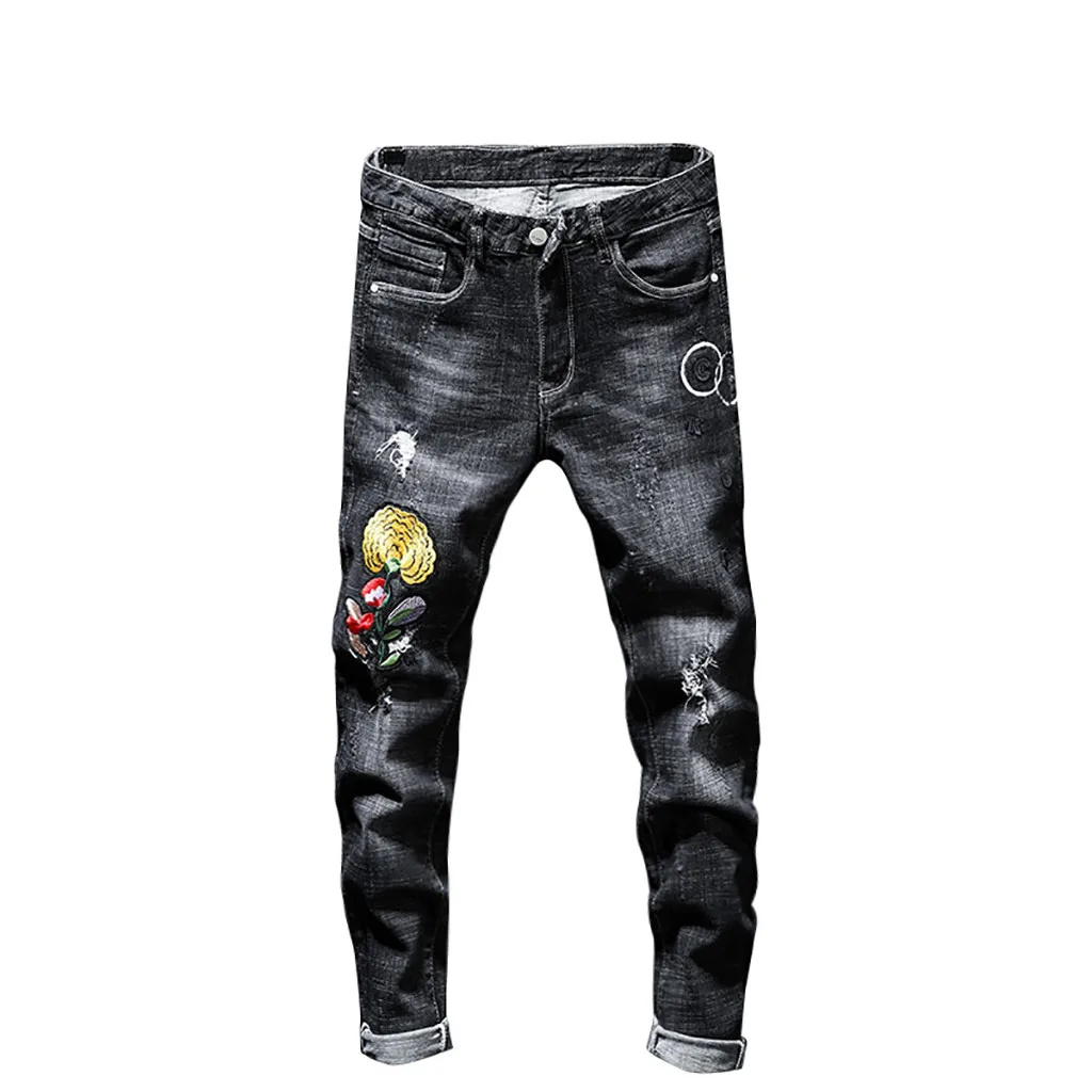 Мужские джинсы с принтом DOUDOULU повседневные облегающие стрейч большие размеры #