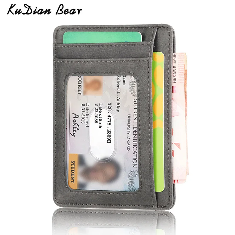 

KUDIAN BEAR Rfid Vintage Men Wallet Mini Credit Card Holder Business Brand Male Wallets Purse billetera hombre BID251 PM49