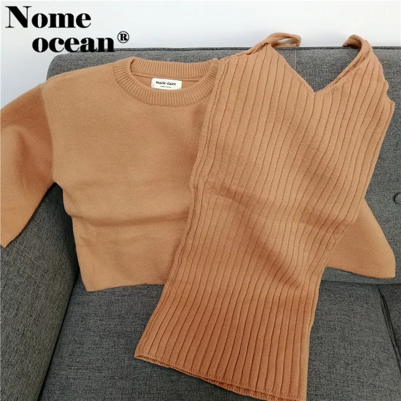 Two Pieces Sweater Top and Mini Dresss Set Knitted Soft High Quality Pullover Sweaters of Girls 2017 Autumn M17110801 | Женская одежда