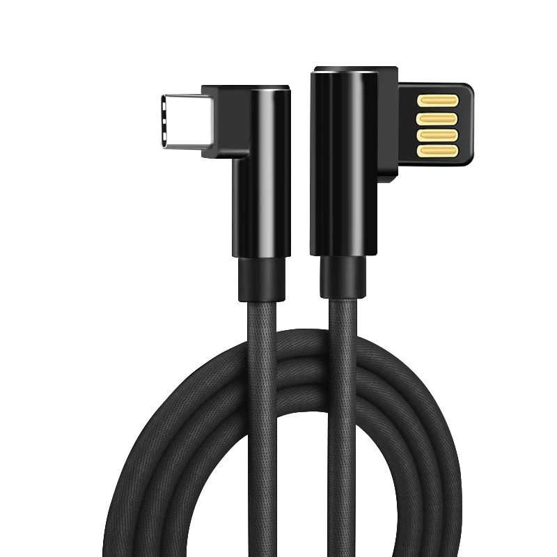 Черный Usb кабель для быстрой зарядки usb C типа C 3,1 A Usb type C 90 градусов L type-c кабель для передачи данных Usb-c для samsung Xiaomi huawei - Цвет: Черный