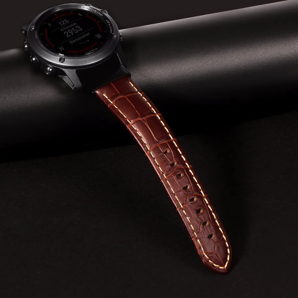 Ремешок для часов из натуральной кожи 26 мм Garmin Fenix 5X/5X Plus/3/3 HR/D2/Descent MK1|Ремешки