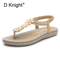 resort gladiator sandals for women flower flat heels platform sandals with rhinestones summer pu leather beach shoes for woman