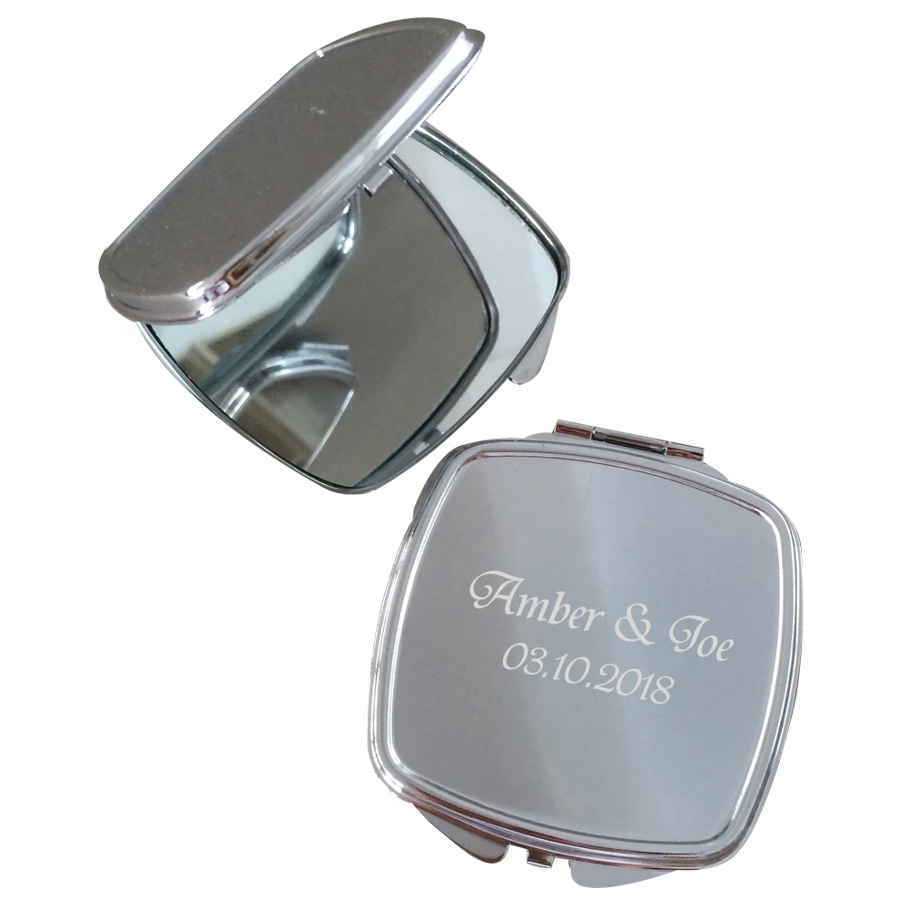 Персонализированные квадратные хромированные компактные зеркальные Свадебные