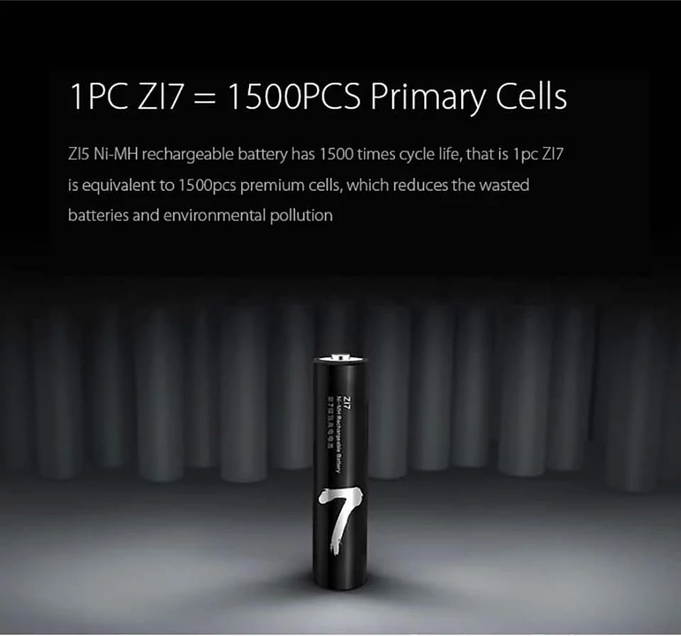Xiaomi 4 шт./лот ZMI ZI7 ZI5 AAA AA 700mAh 1800mAh 1,2 V перезаряжаемый Ni-MH аккумулятор Xiaomi ZIM power Bank