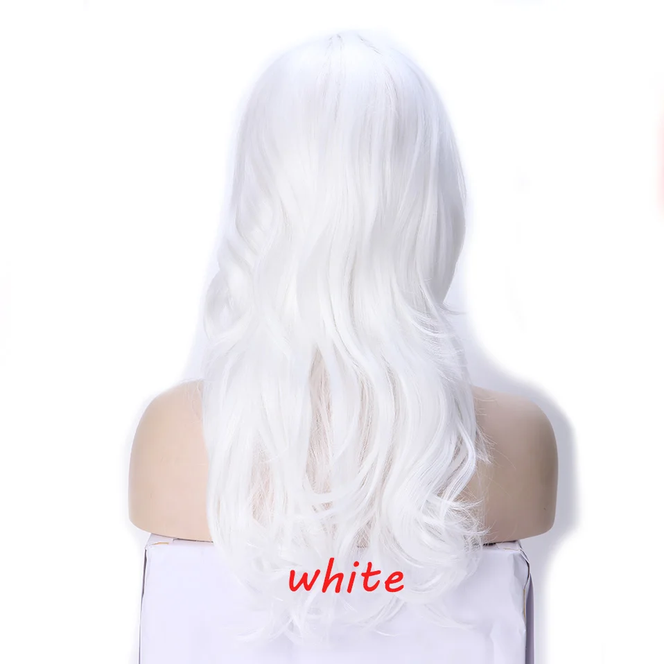 white S-noilite длинные волнистые косплей красный зеленый Puprle розовый черный синий серебристый серый коричневый синтетические волосы парики - Цвет: white