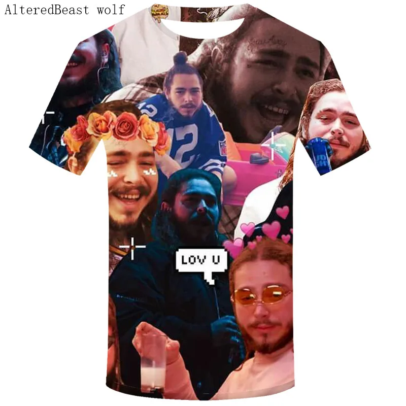 Новое поступление футболка в стиле хип-хоп Post Malone Stoney черная Homme 3D футболки крутая