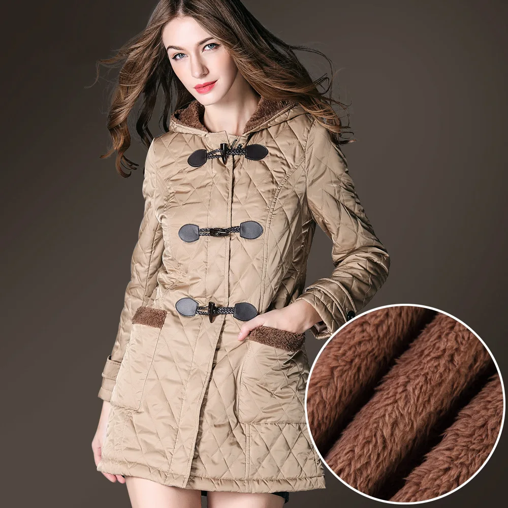 Женская парка с капюшоном теплая куртка из овечьей шерсти на бретелях светильник