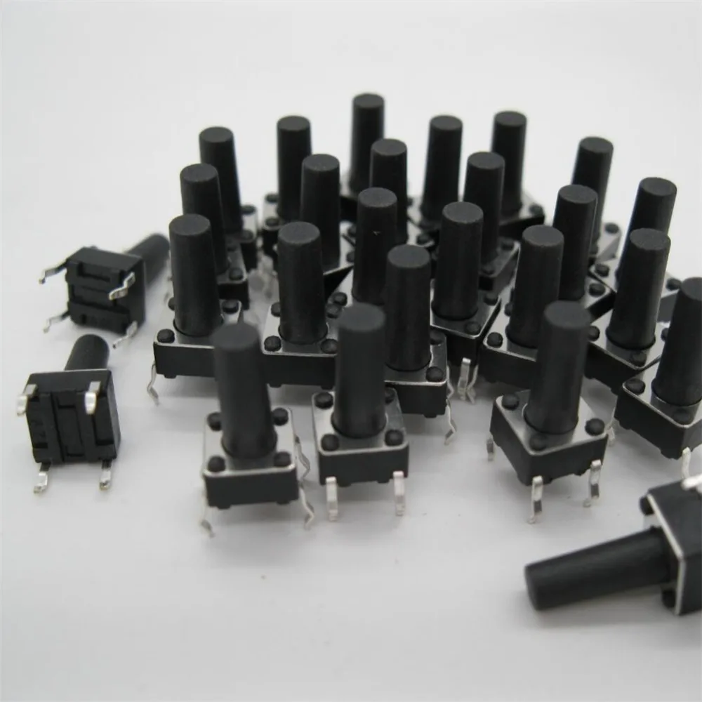 100pcs 6x6x12MM 4PIN Tactile Tact Push Button Micro Switch Direct Touch micro switch black 6*6*12 keys button DIP 4pin | Обустройство