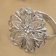 rhodium REGELIN регулируемые античные бронзовые полые цветочные мотивы кольца Круглые 20 мм винтажные 10 шт./лот DIY вечерние ювелирные изделия для женщин anillos - Цвет: rhodium