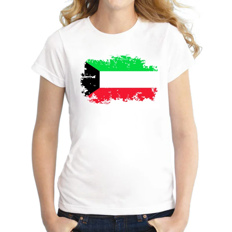 Футболка BLWHSA женская с изображением флага Кувейта хлопок повседневный