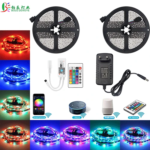 10M Full Kit 10 м RGB Светодиодные ленты 2835 Водонепроницаемый IP65 15 M 5 M диод лента с WI-FI светодиодный Управление Лер Alexa Google дома Управление 12 V DC адаптер Мощность - Испускаемый цвет: 10M Full Kit