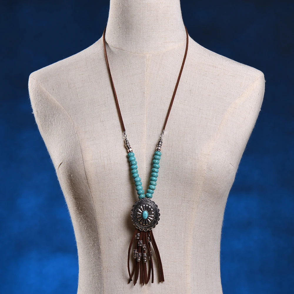 В богемном стиле с бахромой Женское Ожерелье бохо Винтаж серебрянная шейка