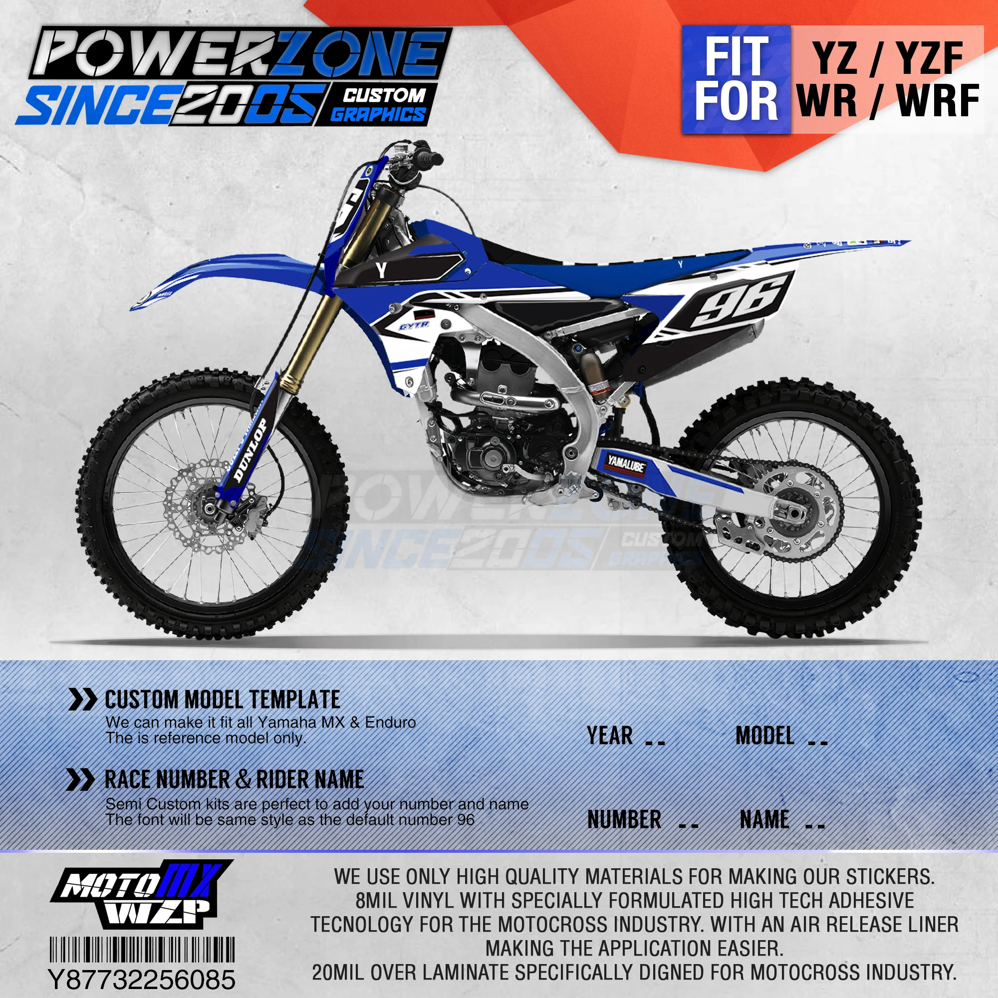 

PowerZone Customized Team Graphics Backgrounds Decals 3M Custom Stickers For YAMAHA YZF250FX 14-18 YFZ 19 YZF450 14-17 18-19 085
