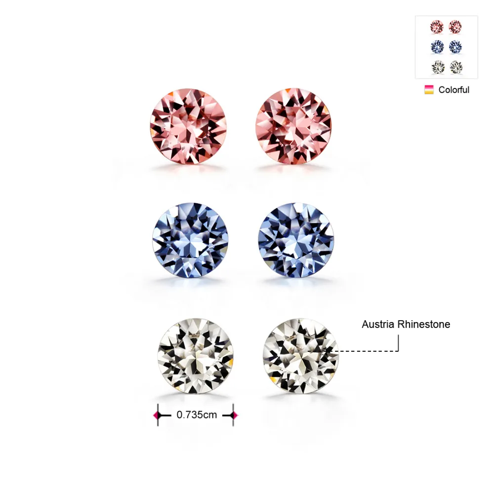 Ювелирные изделия Neoglory стразы и серебряные серьги-гвоздики S925 классический