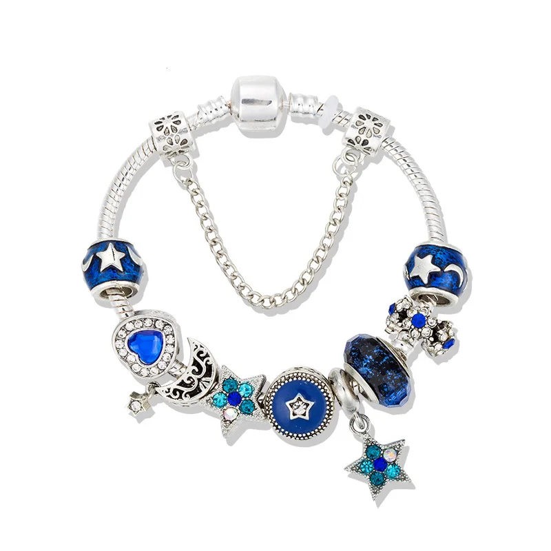 ANNAPAER брендовые посеребренные браслеты со звездами/Луной и сердцем подходят для