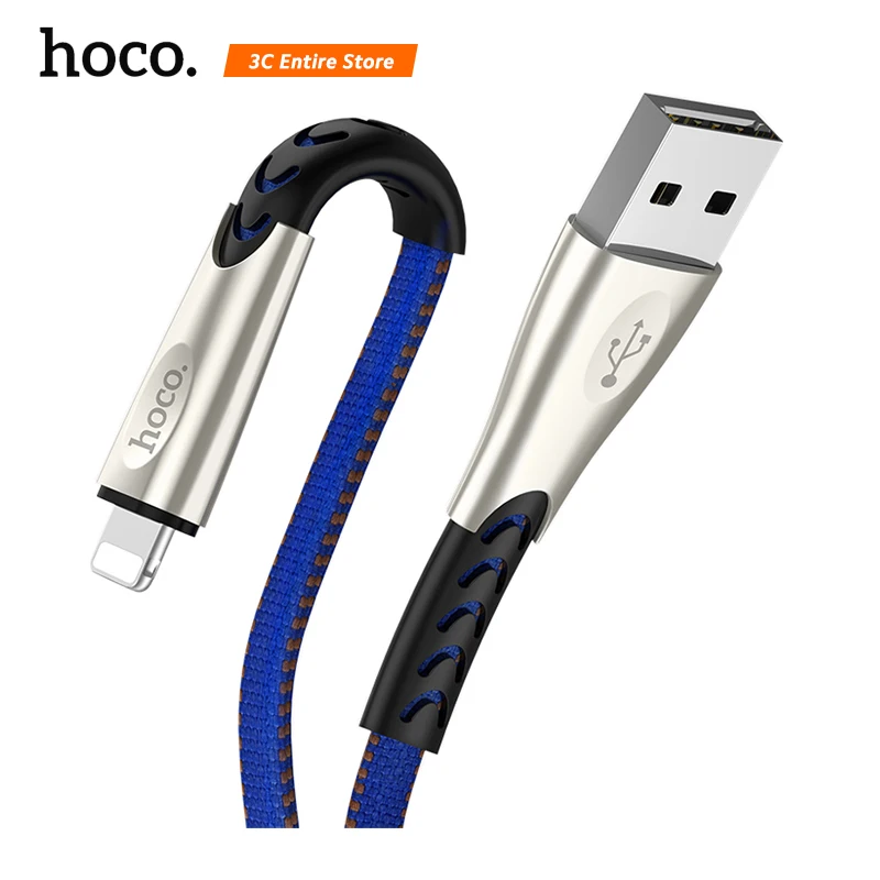 HOCO прочный нейлоновый USB кабель для iPhone Xs Max Xr X 8 7 6 6s сплав синхронизации данных