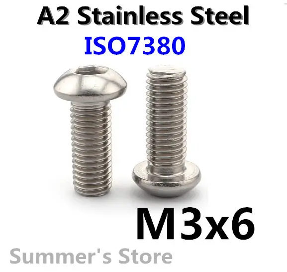 100 шт./лот ISO7380 M3 винт из нержавеющей стали с шестигранной головкой Винты * 6 мм Винт