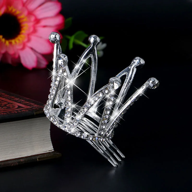 Мини Женщины Леди Девушка горный хрусталь корона свадьба гребешок для волос в