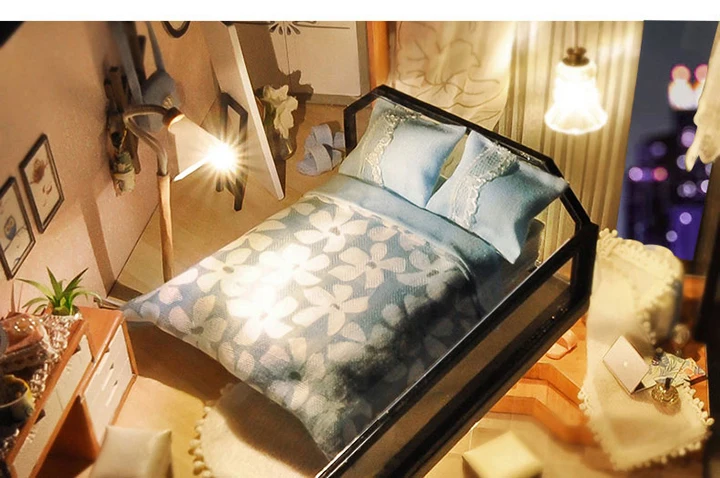 Cutebee DIY миниатюрный дом с мебели светодиодный музыкальный пылезащитный чехол модель строительные блоки игрушки для детей Casa De Boneca TD16