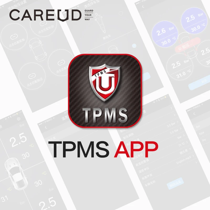 CAREUD Универсальный Tpms автомобильный монитор давления в шинах Bluetooth система