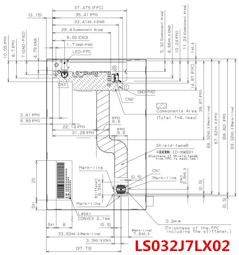 Ips full view 3,2 дюймов TFT ЖК-экран LS032J7LX02 20 pin 320x480 разрешение NT35399 Привод IC без сенсорной панели