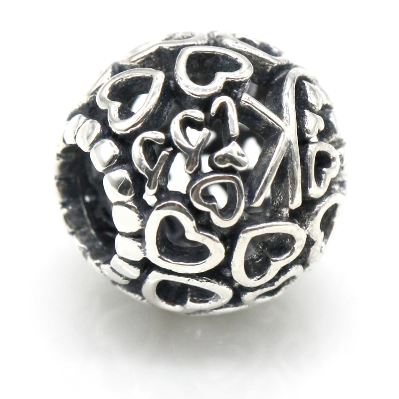 925 стерлингового серебра поцелуй любовь ажурный сердечка подходят оригинальный