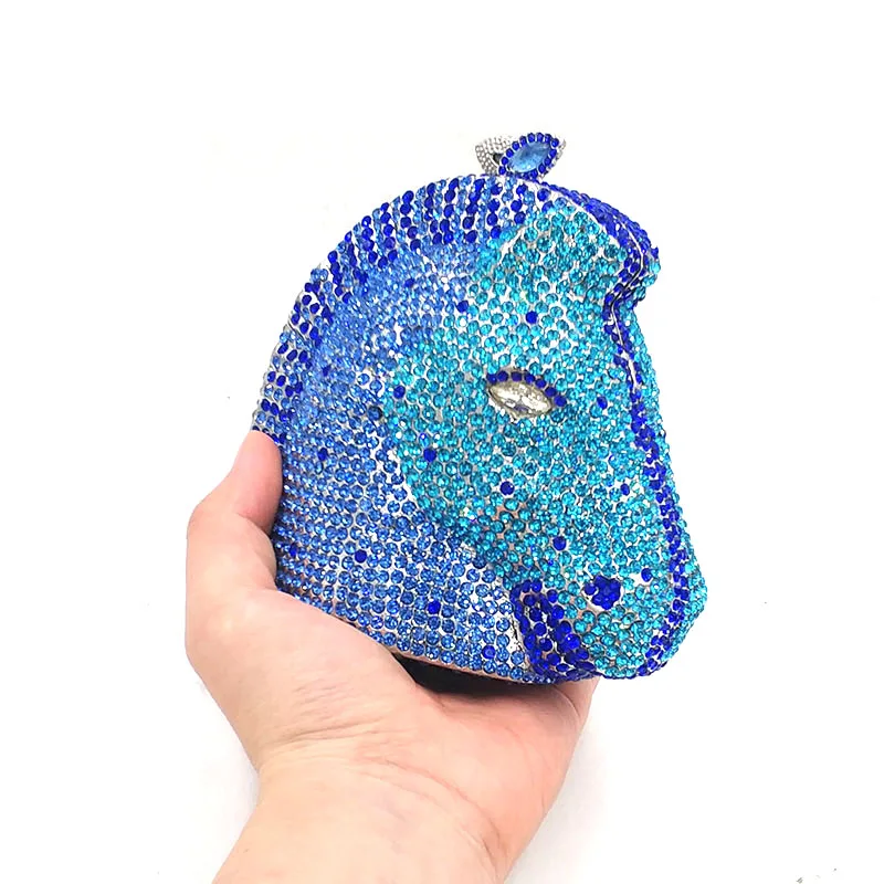 Сумка женская вечерняя с кристаллами в виде головы лошади | Багаж и сумки