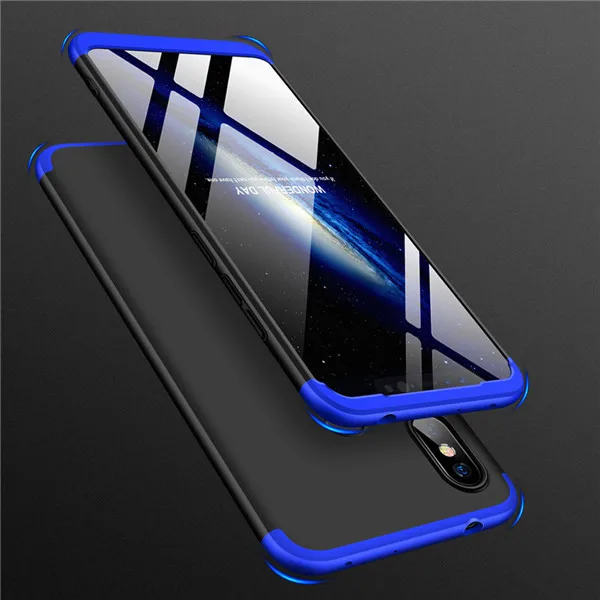 Black and Blue Case 360 чехол на для Xiaomi Redmi 7A для Сяоми ксиоми Редми 7a противоударный 3 в 1 Роскошные, жесткие, ПК полный защитный чехол на для Xiaomi Redmi Note 7 Redmi 7 Чехол из закаленного стекла - Цвет: Black and Blue Case